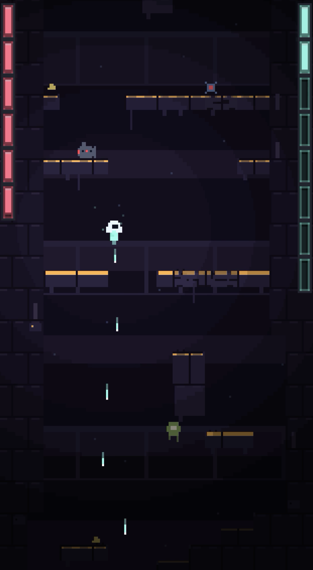 HAB RING: amber-lit ledges in a dark shaft